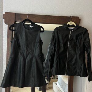 WeWoreWhat leather dress/jacket set